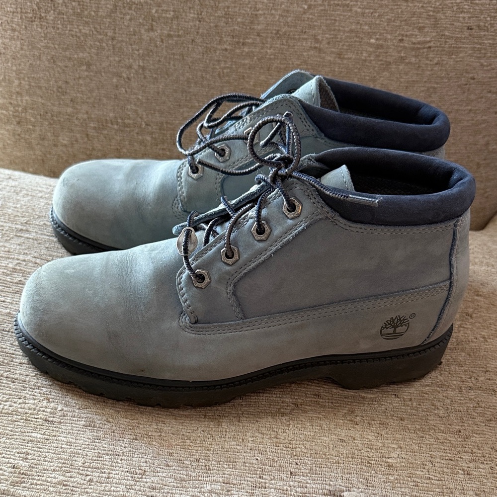 Timberland Blue and Black Leather Boots